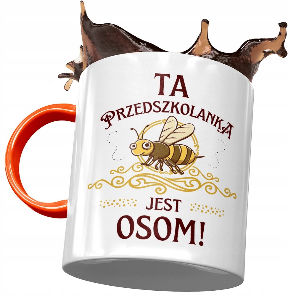 Kubek Pomarańczowy dla Przedszkolanki Jest Osom! z Nadrukiem ze Zdjęciem + Opakowanie na prezent (wzór 03)