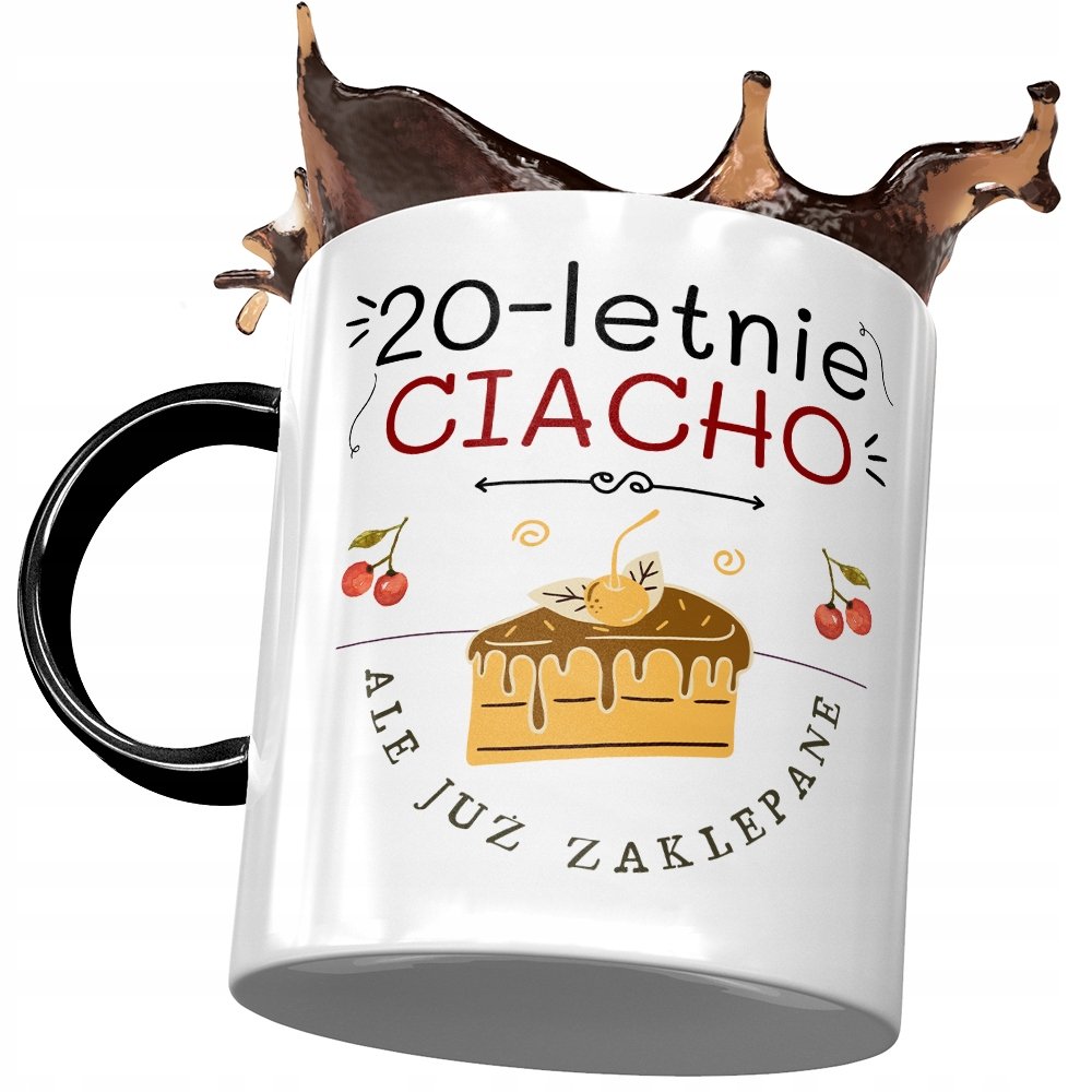 Kubek Czarny na Urodziny 20 20ste 20-ste Prezent z Nadrukiem ze Zdjęciem + Opakowanie na prezent (wzór 04)