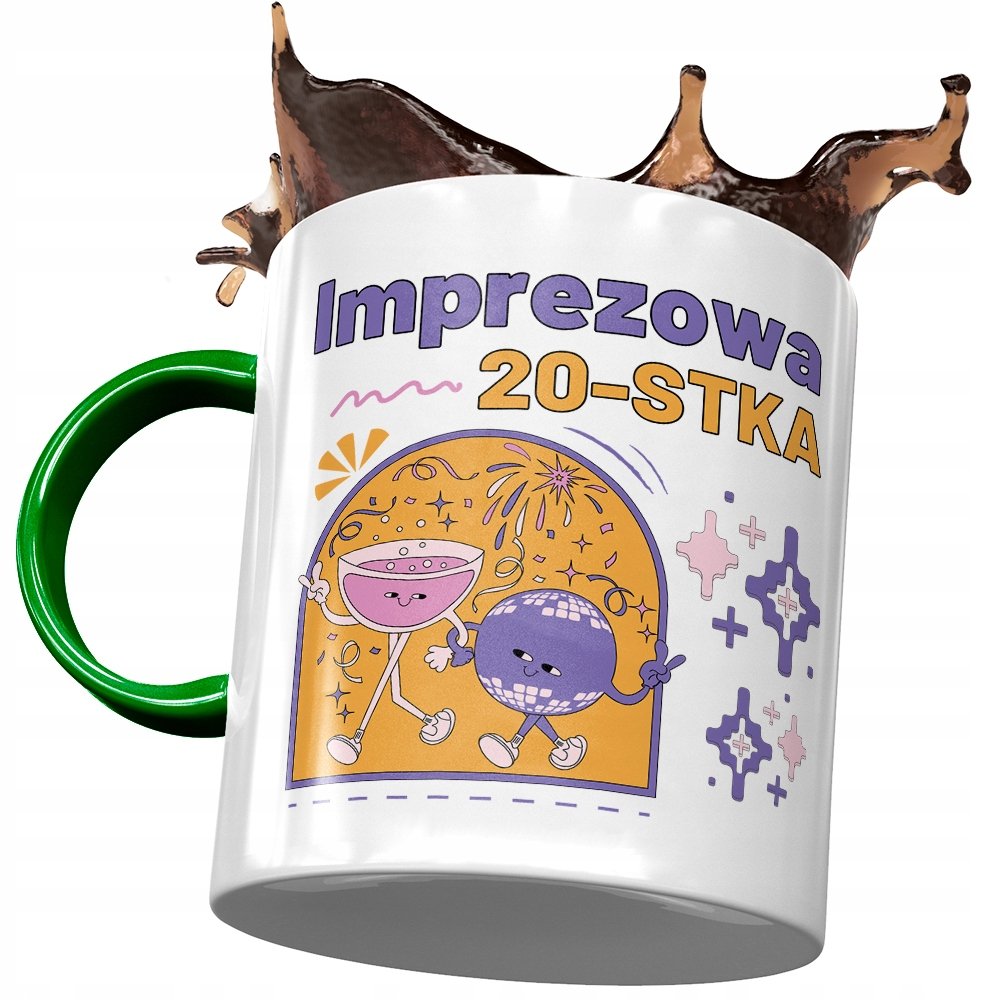 Kubek Zielony na Urodziny 20 20ste 20-ste Prezent z Nadrukiem ze Zdjęciem + Opakowanie na prezent (wzór 04)