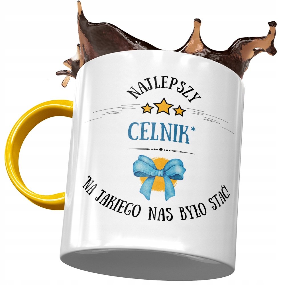 Kubek Żółty Dla Celnika Najlepszy Celnik Prezent z Nadrukiem ze Zdjęciem + Opakowanie na prezent (wzór 03)