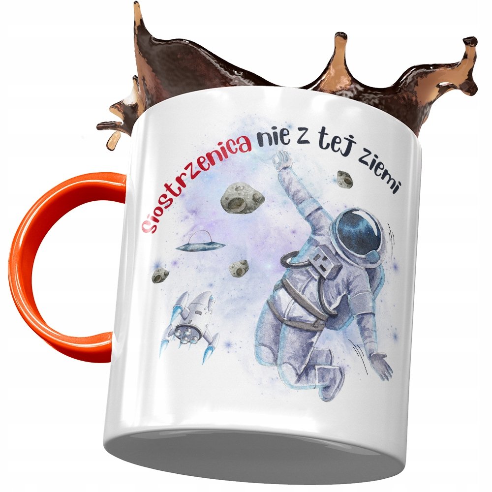 Kubek Pomarańczowy Dla Siostrzenicy na Prezent z Nadrukiem ze Zdjęciem + Opakowanie na prezent (wzór 03)