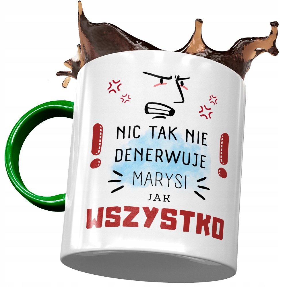 Kubek Zielony Dla Marysi Maji Mari na Prezent z Nadrukiem ze Zdjęciem + Opakowanie na prezent (wzór 04)