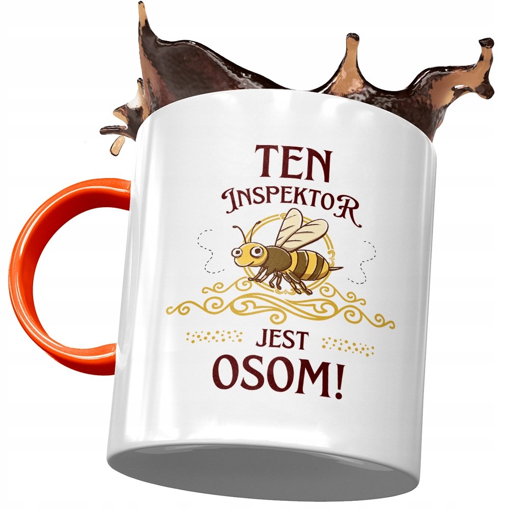 Kubek Pomarańczowy dla Inspektora Ten Inspektor z Nadrukiem ze Zdjęciem + Opakowanie na prezent (wzór 04)