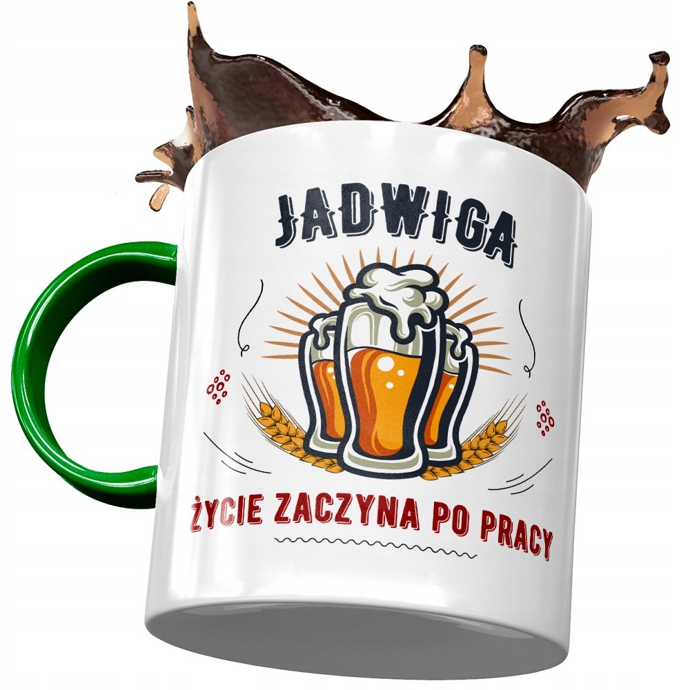Kubek Zielony Dla Jadwigi Koleżanki Żony Prezent z Nadrukiem ze Zdjęciem+ Opakowanie na prezent (wzór 01)