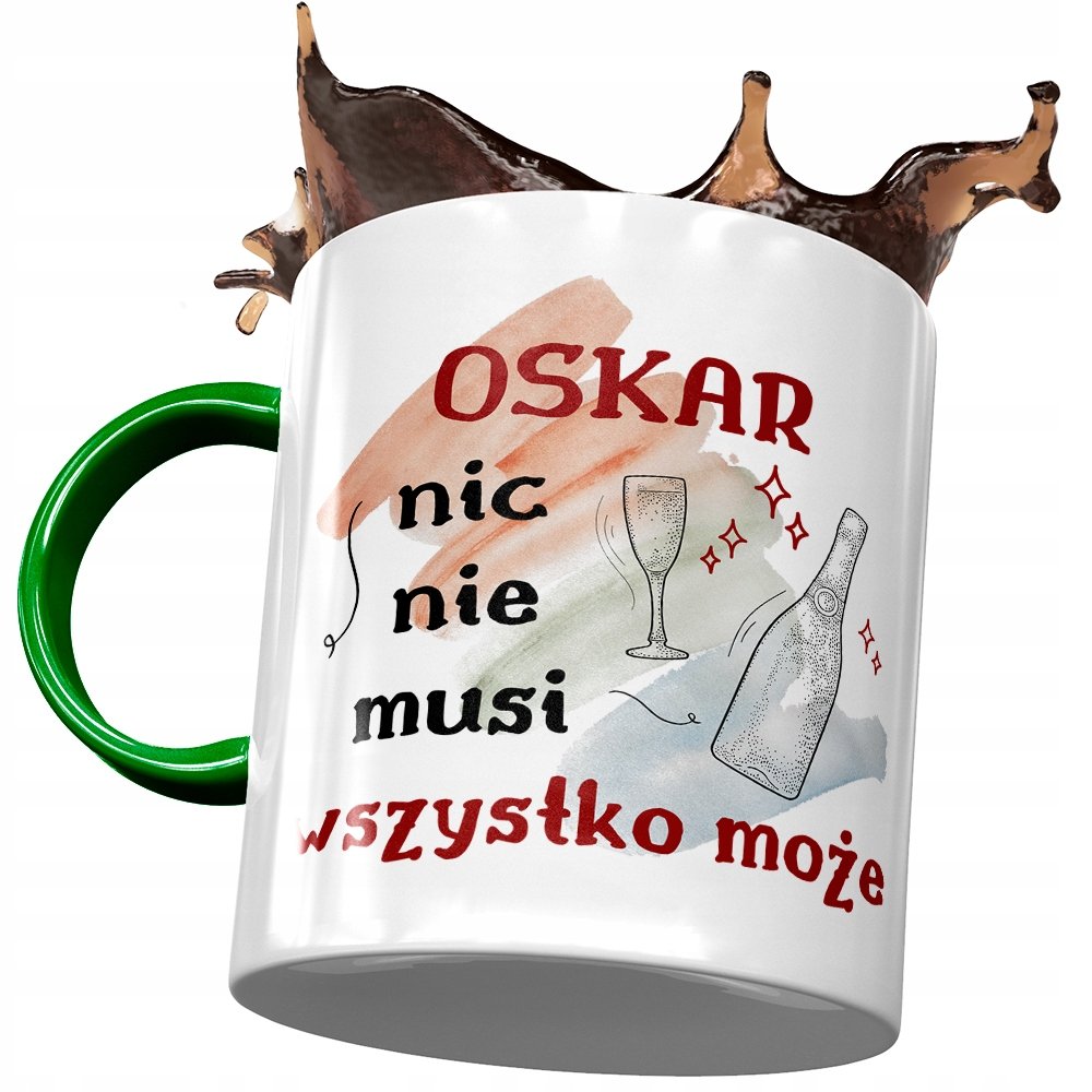 Kubek Zielony Dla Oskara Kolegi Męża na Prezent z Nadrukiem ze Zdjęciem+ Opakowanie na prezent (wzór 01)