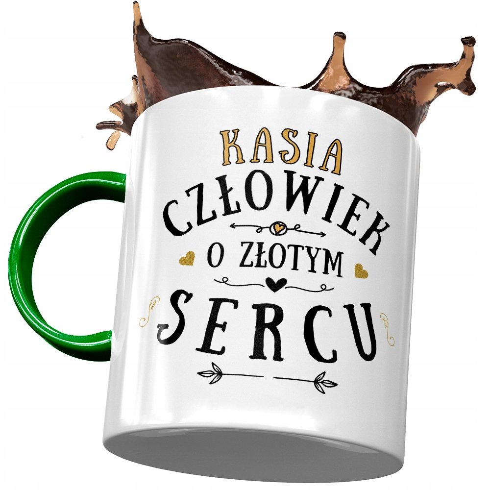 Kubek Zielony Dla Kasi Koleżanki Żony na Prezent z Nadrukiem ze Zdjęciem + Opakowanie na prezent (wzór 02)