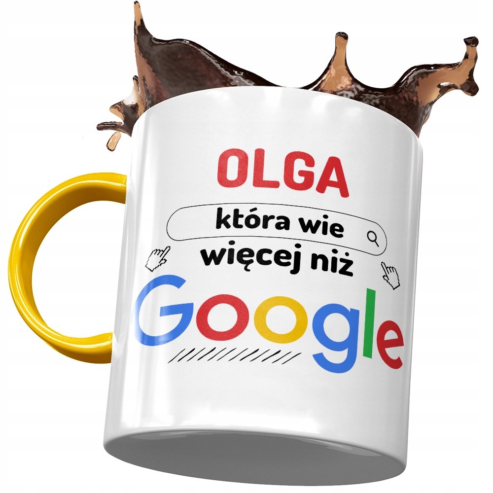 Kubek Żółty Dla Olgi Koleżanki Żony na Prezent z Nadrukiem ze Zdjęciem + Opakowanie na prezent (wzór 02)