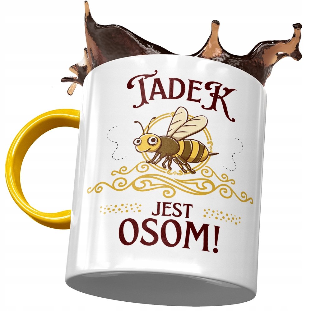 Kubek Żółty Dla Tadka Tadeusza Kolegi Męża syna z Nadrukiem ze Zdjęciem + Opakowanie na prezent (wzór 02)