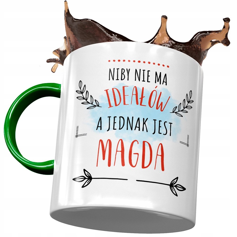 Kubek Zielony Dla Magdy Magdaleny Na Prezent z Nadrukiem ze Zdjęciem+ Opakowanie na prezent (wzór 01)