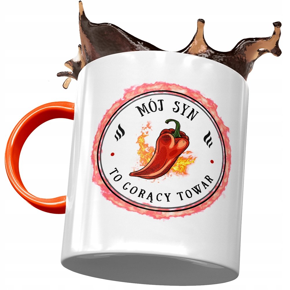 Kubek Pomarańczowy Dla Syna Synusia na Prezent z Nadrukiem ze Zdjęciem + Opakowanie na prezent (wzór 02)