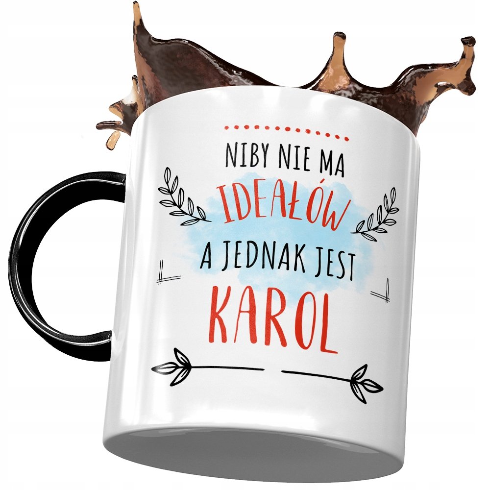 Kubek Czarny Dla Karola Kolegi Męża na Prezent z Nadrukiem ze Zdjęciem+ Opakowanie na prezent (wzór 01)