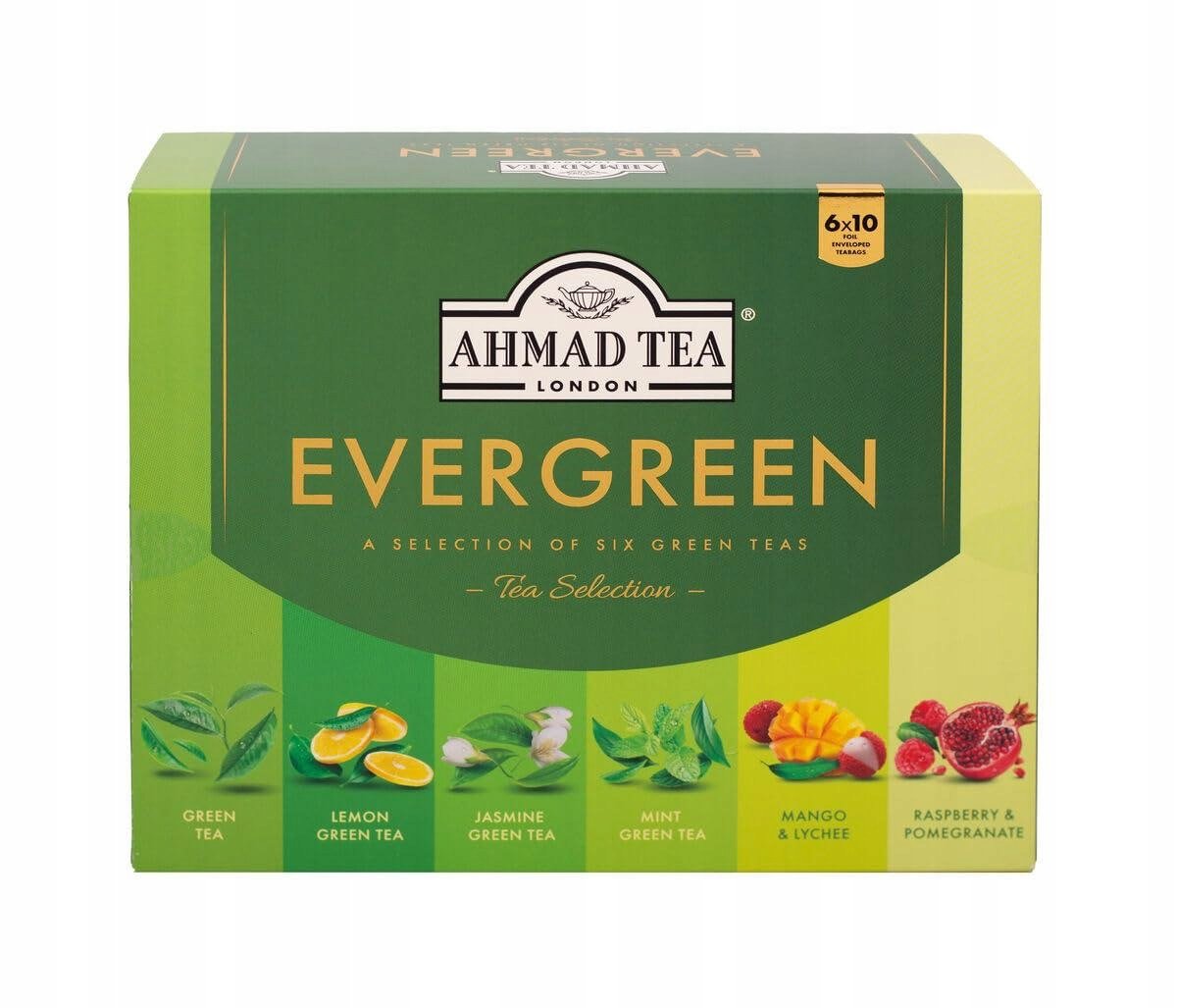 Ahmad Tea Evergreen tea set 60 bags envelope - 6 flavors 115 g