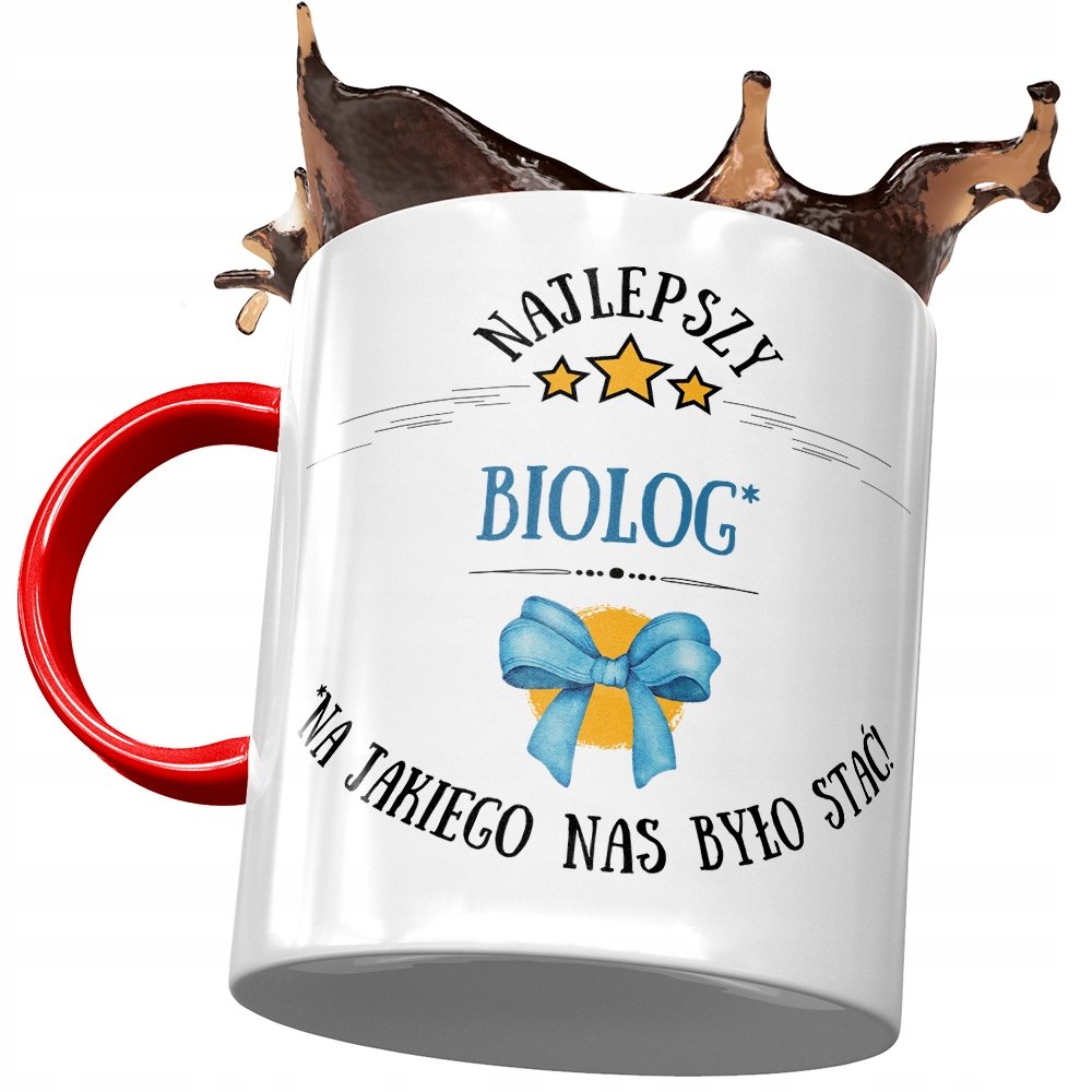 Kubek Czerwony Dla Biologa Na Jakiego Nas Było z Nadrukiem ze Zdjęciem + Opakowanie na prezent (wzór 02)
