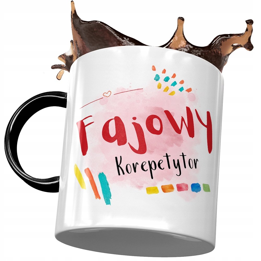 Kubek Czarny Dla Korepetytora Fajowy Korepetytor z Nadrukiem ze Zdjęciem + Opakowanie na prezent (wzór 03)