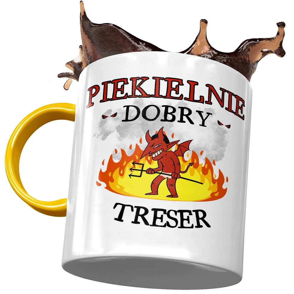 Kubek Żółty Dla Tresera Piekielnie Dobry Treser z Nadrukiem ze Zdjęciem + Opakowanie na prezent (wzór 02)