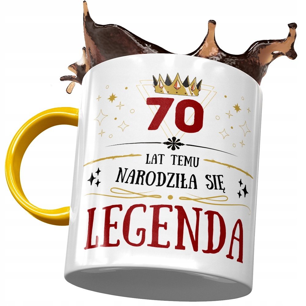 Kubek Żółty na Urodziny 80 80te 80-te na Prezent z Nadrukiem ze Zdjęciem + Opakowanie na prezent (wzór 04)