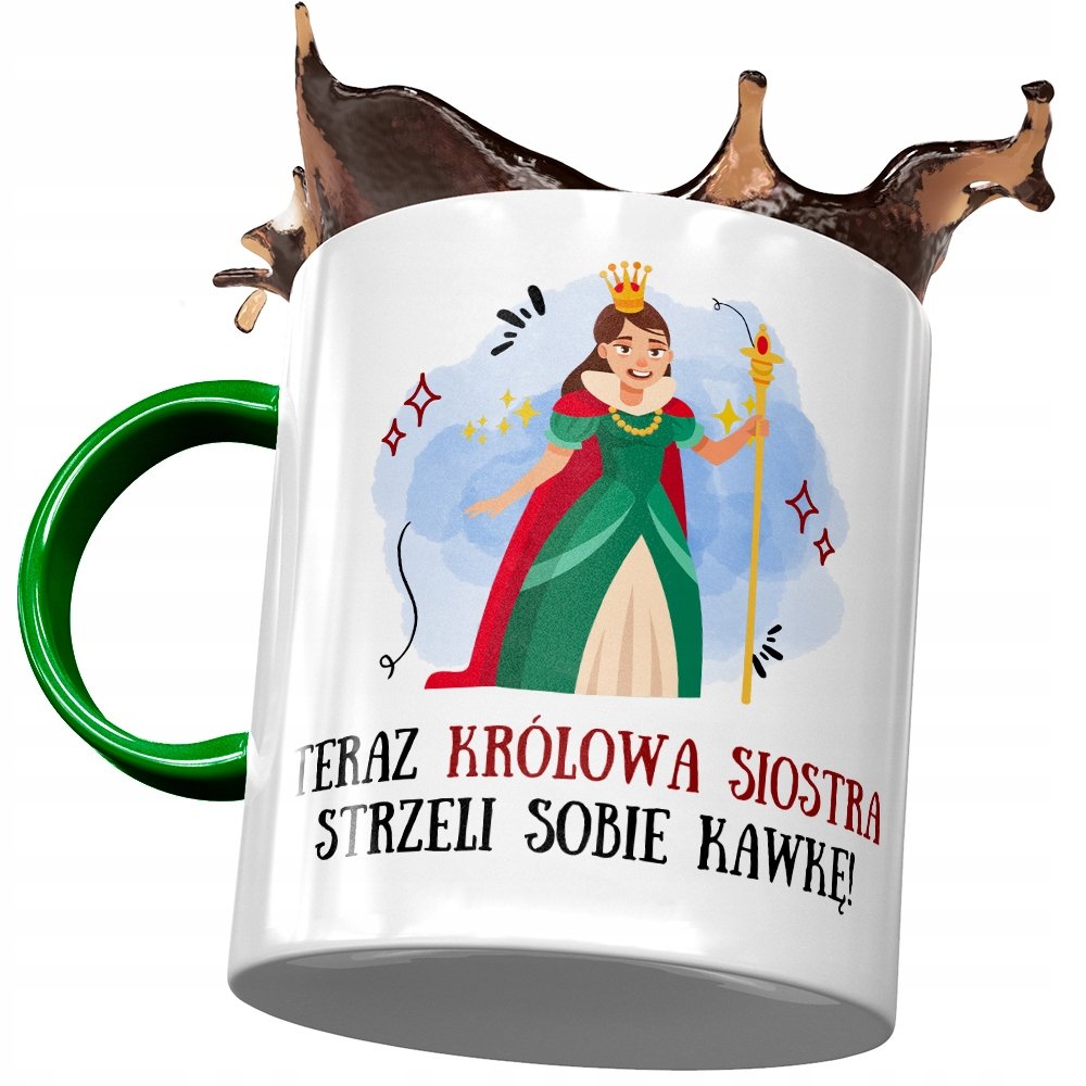 Kubek Zielony Dla Siostry na Urodziny na Prezent z Nadrukiem ze Zdjęciem + Opakowanie na prezent (wzór 04)