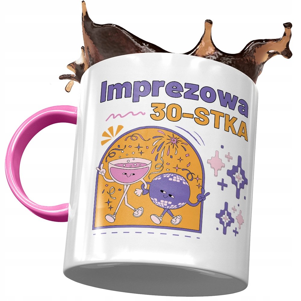 Kubek Różowy na Urodziny 30 30ste 30-ste Prezent z Nadrukiem ze Zdjęciem + Opakowanie na prezent (wzór 04)
