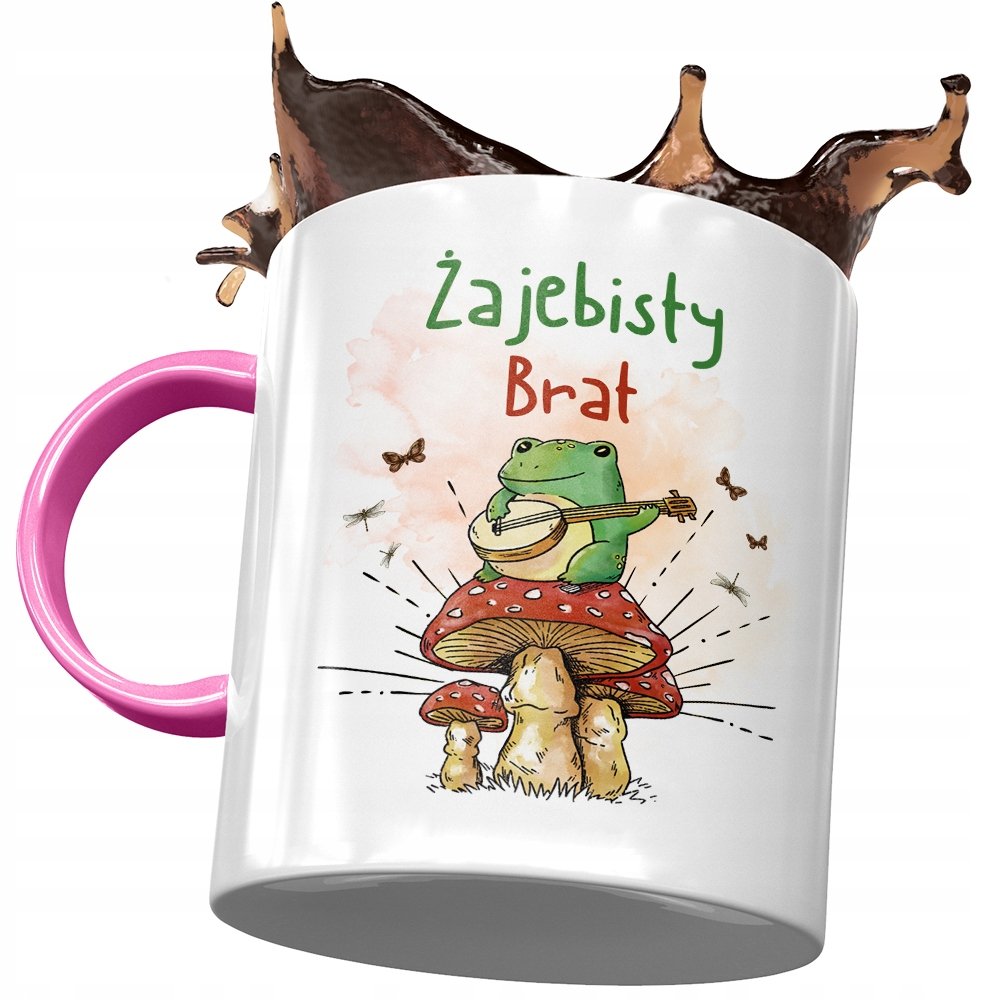 Kubek Różowy Dla Brata na Urodziny Prezent z Nadrukiem ze Zdjęciem + Opakowanie na prezent (wzór 03)