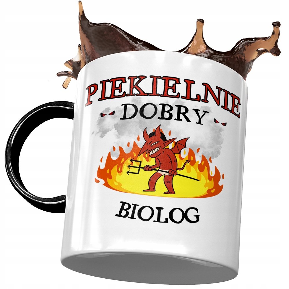 Kubek Czarny Dla Biologa Piekielnie Dobry Biolog z Nadrukiem ze Zdjęciem + Opakowanie na prezent (wzór 04)