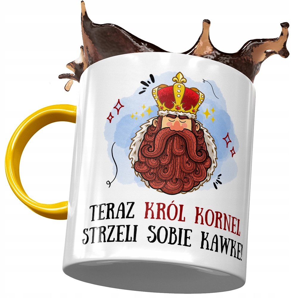 Kubek Żółty dla Kornela Kolegi Prezent na Urodziny z Nadrukiem ze Zdjęciem+ Opakowanie na prezent (wzór 01)