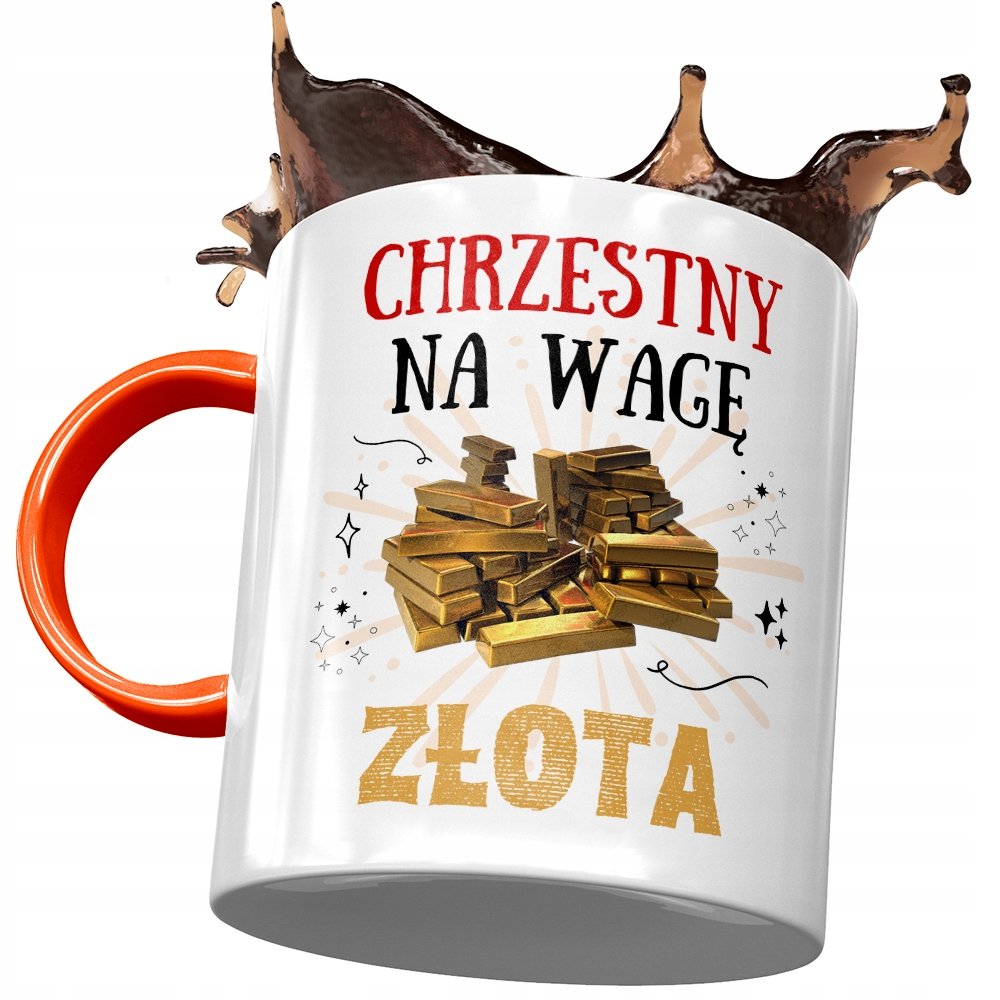 Kubek Pomarańczowy Dla Chrzestnego Na Urodziny z Nadrukiem ze Zdjęciem+ Opakowanie na prezent (wzór 01)