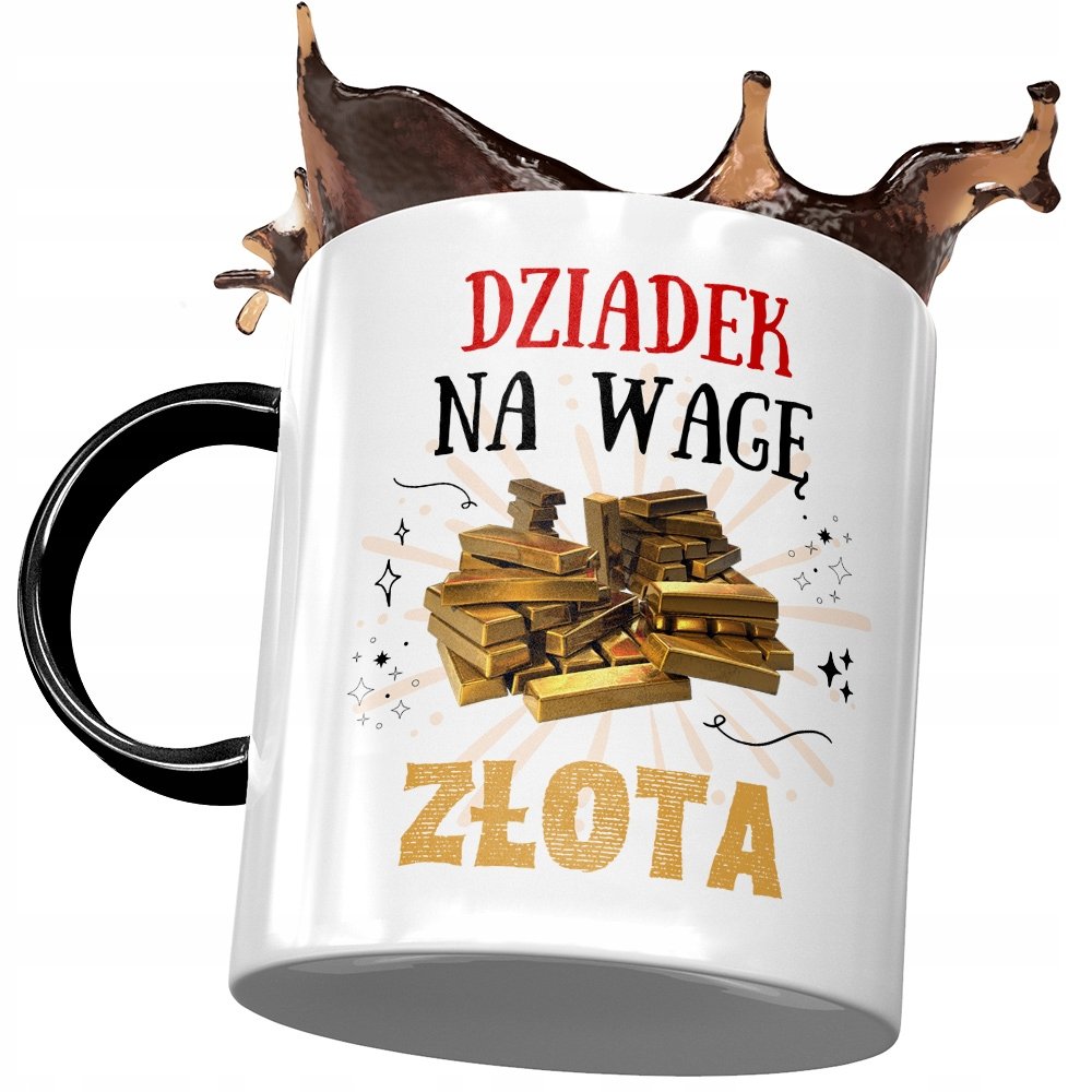 Kubek Czarny dla Dziadka Dzień Dziadka na Prezent z Nadrukiem ze Zdjęciem+ Opakowanie na prezent (wzór 01)