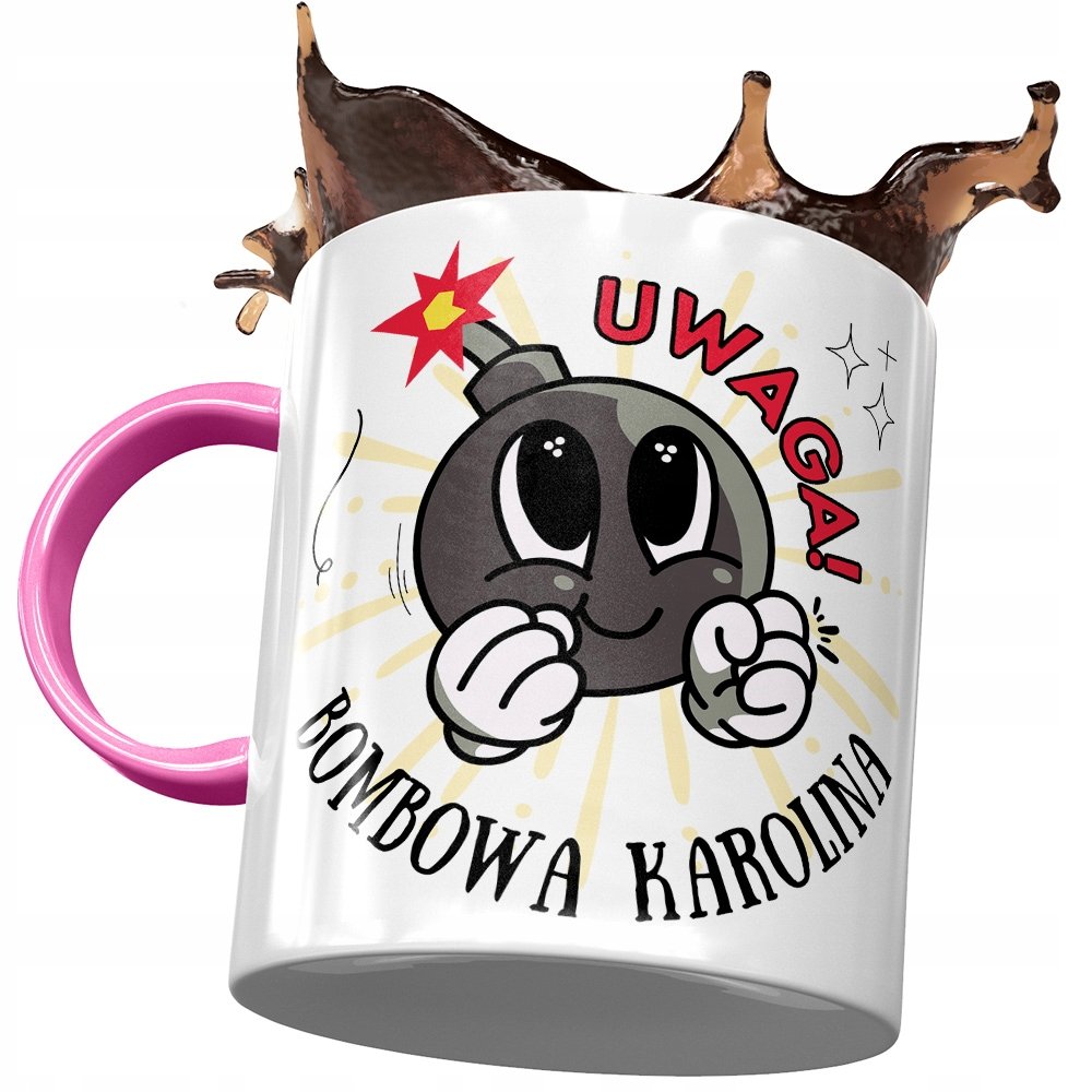 Kubek Różowy Dla Karoliny Koleżanki Na Prezent z Nadrukiem ze Zdjęciem+ Opakowanie na prezent (wzór 01)