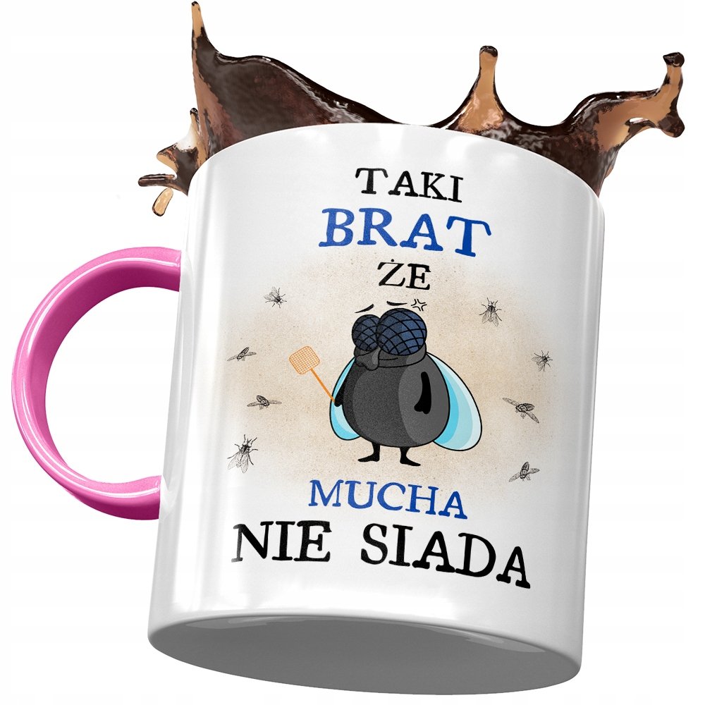 Kubek Różowy Dla Brata na Urodziny Prezent z Nadrukiem ze Zdjęciem+ Opakowanie na prezent (wzór 01)