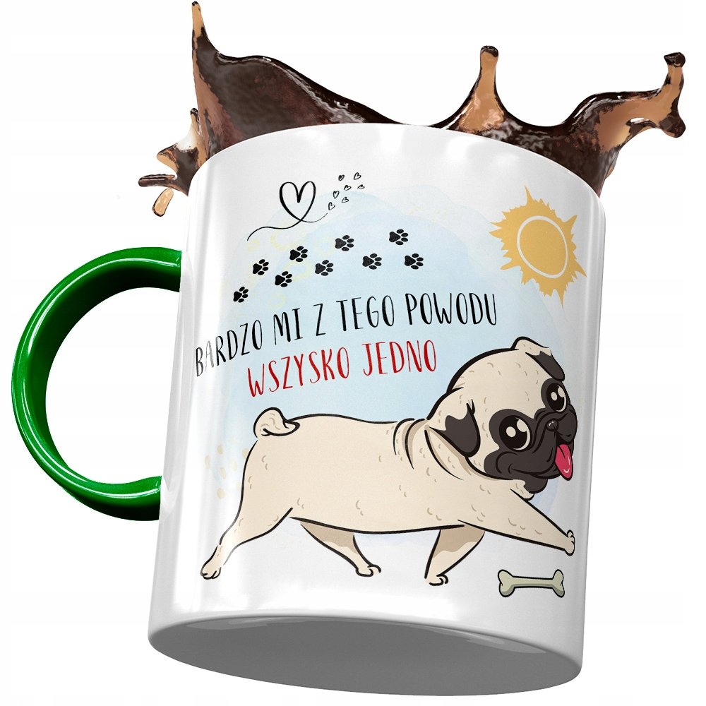 Kubek Zielony z Pieskiem Psem Słodki na Prezent z Nadrukiem ze Zdjęciem+ Opakowanie na prezent (wzór 01)