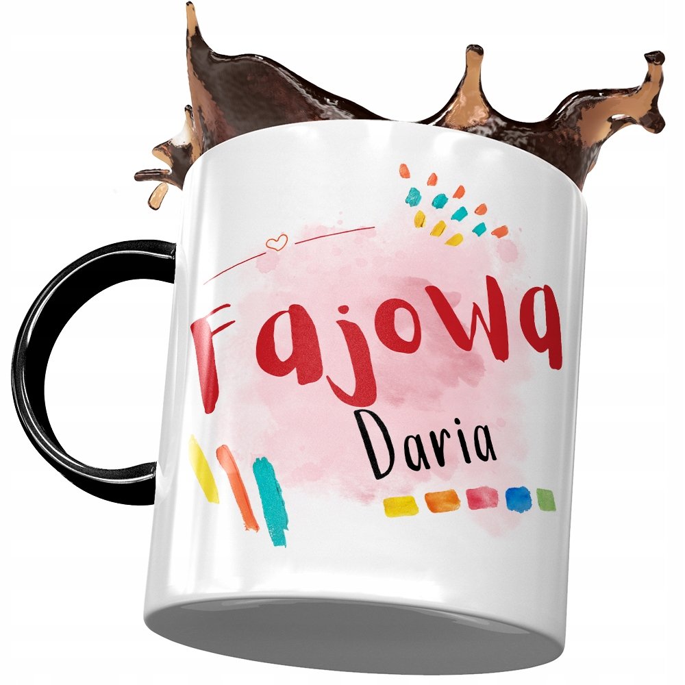 Kubek Czarny Dla Darii Koleżanki Żony na Prezent z Nadrukiem ze Zdjęciem+ Opakowanie na prezent (wzór 01)