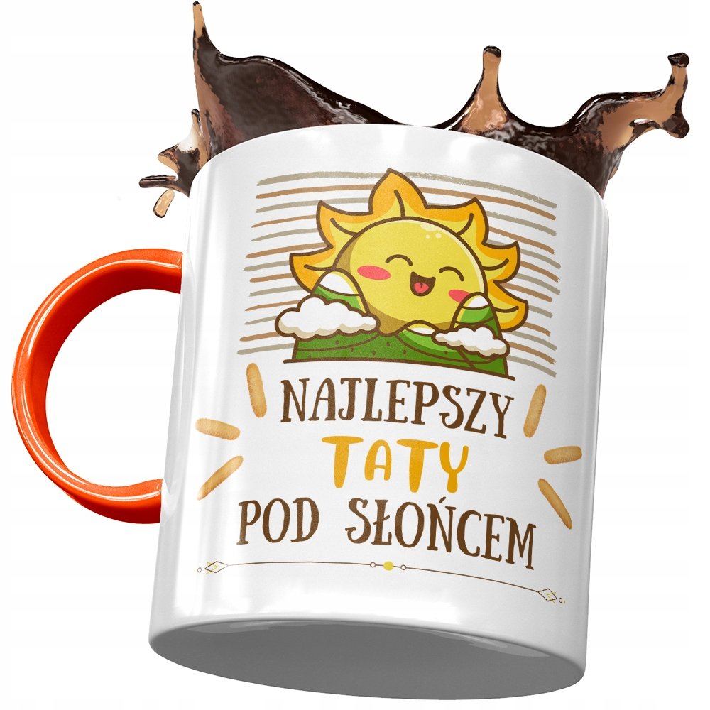 Kubek Pomarańczowy Dla Taty Ojca na Dzień Taty z Nadrukiem ze Zdjęciem+ Opakowanie na prezent (wzór 01)