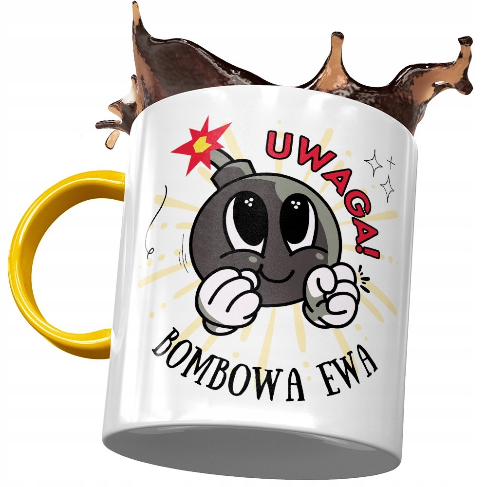 Kubek Żółty Dla Ewy Przyjaciółki Żony na Prezent z Nadrukiem ze Zdjęciem+ Opakowanie na prezent (wzór 01)