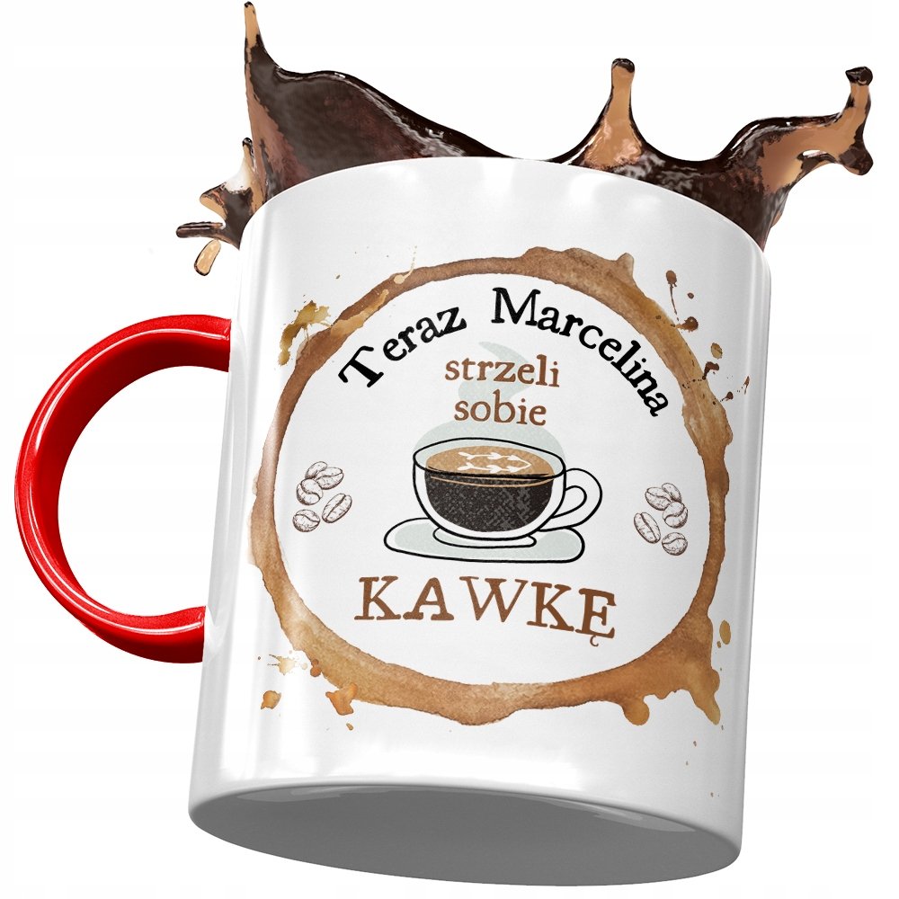 Kubek Czerwony Dla Marceliny Koleżanki na Prezent z Nadrukiem ze Zdjęciem+ Opakowanie na prezent (wzór 01)