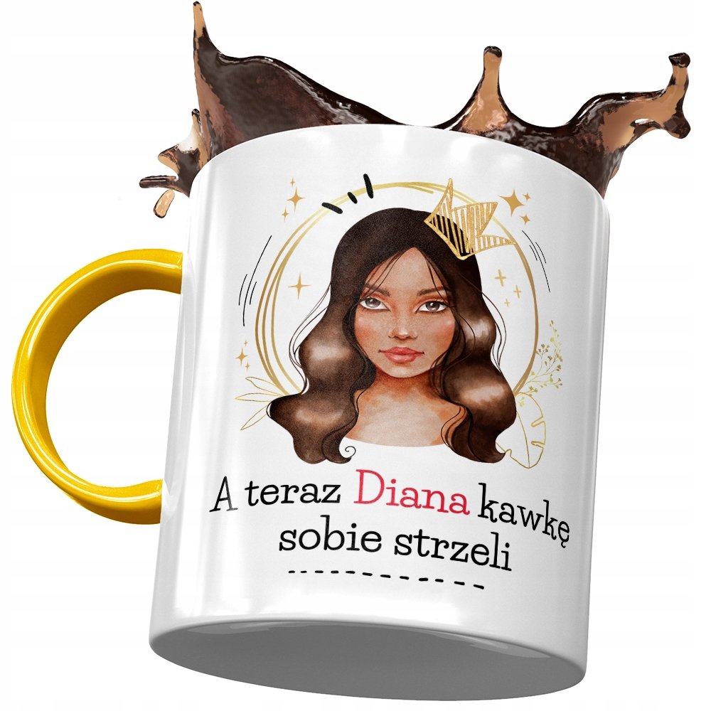 Kubek Żółty Dla Diany Koleżanki Żony na Prezent z Nadrukiem ze Zdjęciem+ Opakowanie na prezent (wzór 01)