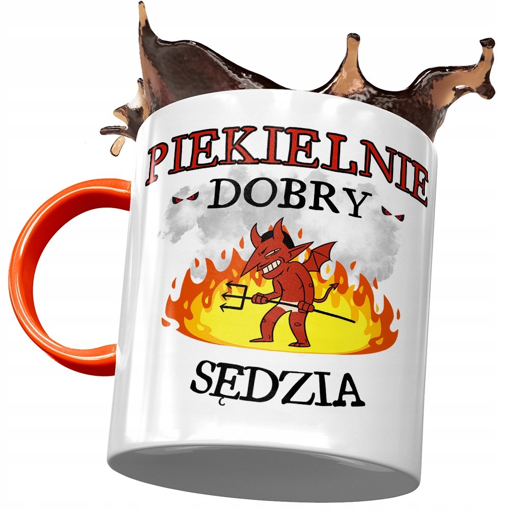 Kubek Pomarańczowy dla Sędziego Piekielnie Dobry z Nadrukiem ze Zdjęciem+ Opakowanie na prezent (wzór 01)