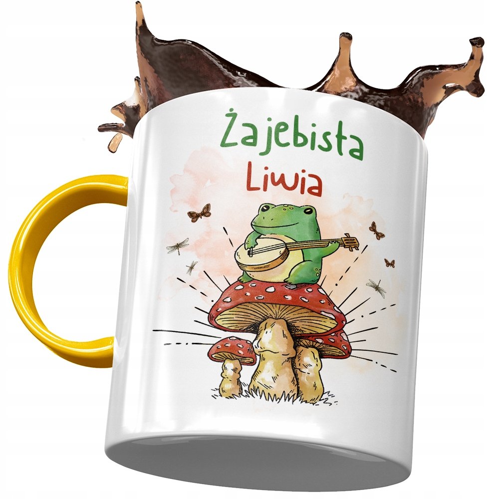 Kubek Żółty Dla Liwii Koleżanki Na Prezent z Nadrukiem ze Zdjęciem+ Opakowanie na prezent (wzór 01)