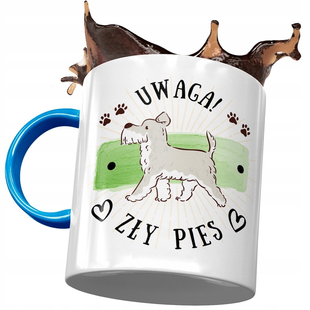 Kubek Błękitny z Pieskiem Psem Słodki na Prezent z Nadrukiem ze Zdjęciem+ Opakowanie na prezent (wzór 01)