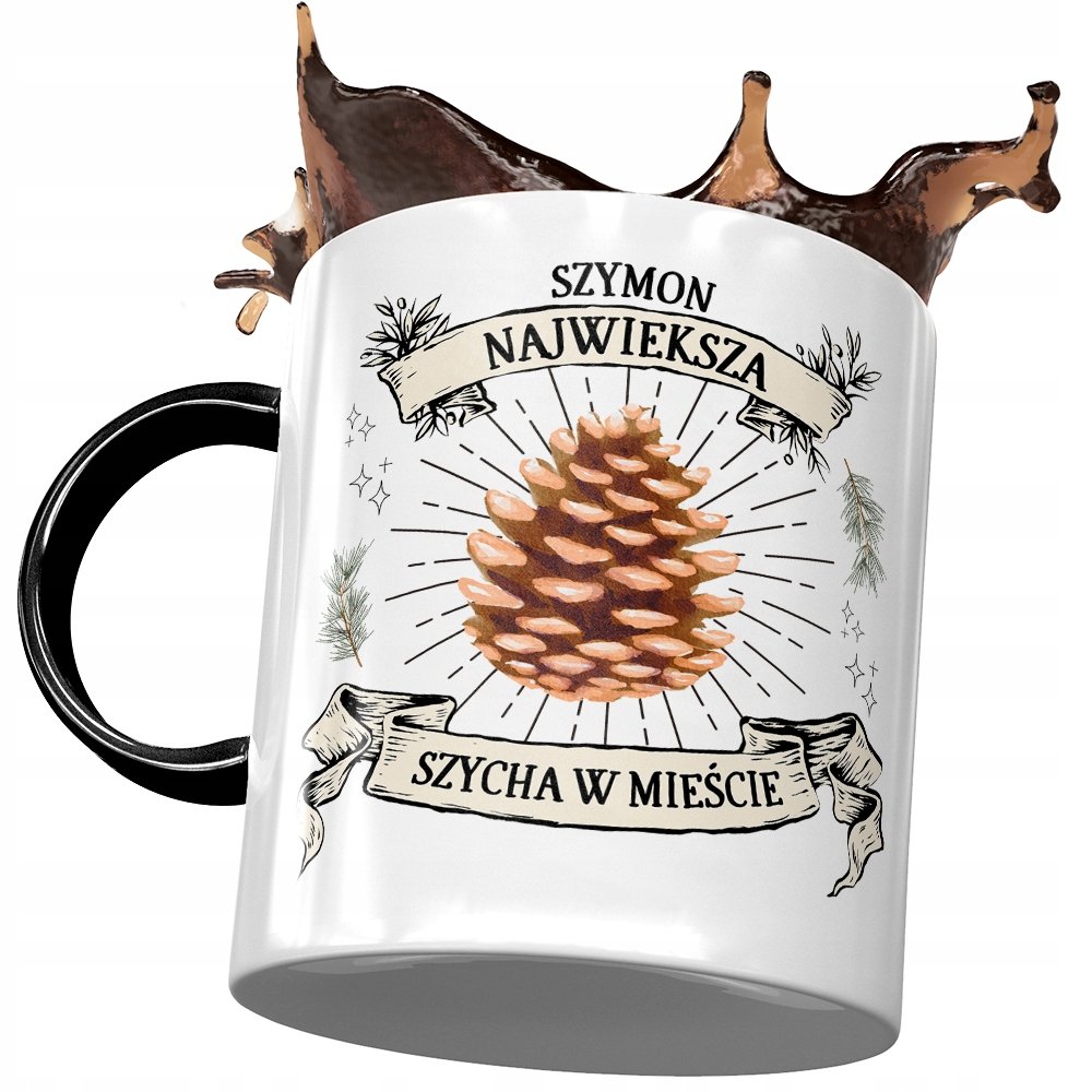 Kubek Czarny Dla Szymona Szymka Kolegi Prezent z Nadrukiem ze Zdjęciem + Opakowanie na prezent (wzór 04)