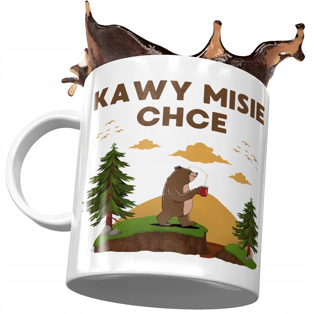 Kubek Śmieszny Zabawny Kawy Misie Chce Prezent z Nadrukiem ze Zdjęciem + Opakowanie na prezent (wzór 02)