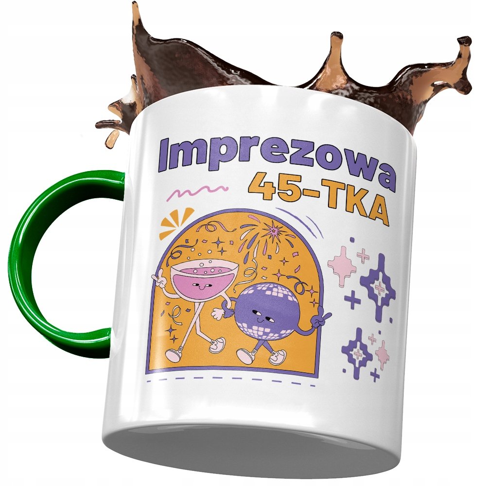 Kubek Zielony na Urodziny 45 45te 45-te na Prezent z Nadrukiem ze Zdjęciem + Opakowanie na prezent (wzór 03)