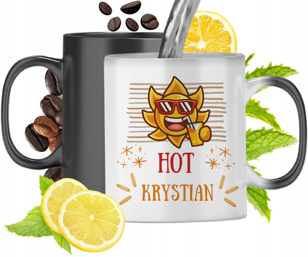 Kubek Magiczny Dla Krystiana Czarny Matowy z Nadrukiem ze Zdjęciem 330ml + Opakowanie na prezent (wzór 03)