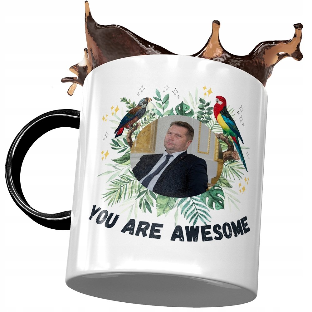 Kubek Czarny Przemysław Czarnek PIS Prezent z Nadrukiem ze Zdjęciem + Opakowanie na prezent (wzór 03)