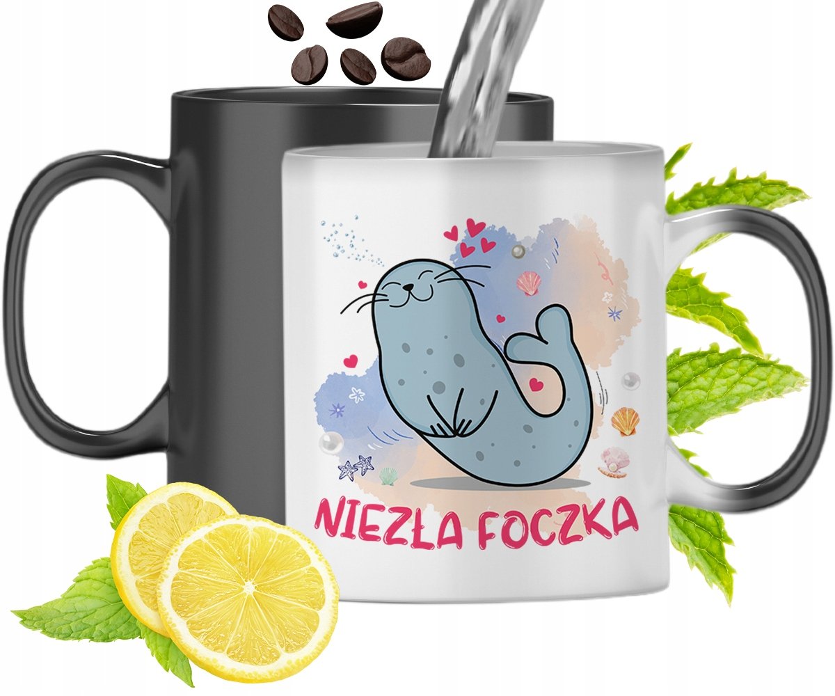 KUBEK MAGICZNY Z FOCZKĄ FOCZKA ZMIENIAJĄCY KOLOR z Nadrukiem ze Zdjęciem + Opakowanie na prezent (wzór 03)