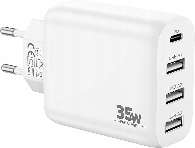 Ładowarka Sieciowa 35W Zestaw 2 Sztuki Creapico Qc 4-Portowa Usb-C + Usb-A