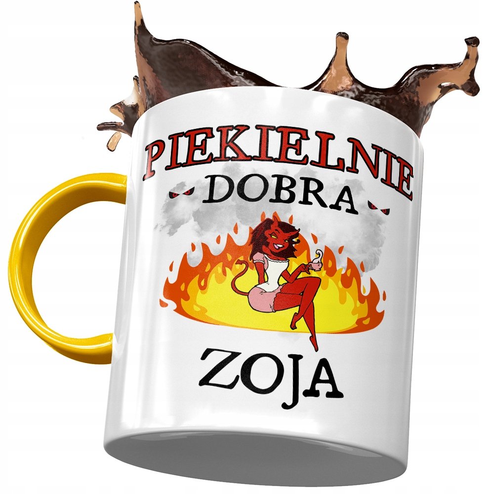 Kubek Żółty Dla Zoi Koleżanki Żony na Prezent z Nadrukiem ze Zdjęciem+ Opakowanie na prezent (wzór 01)