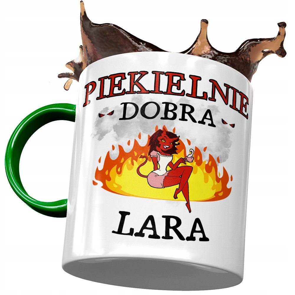 Kubek Zielony Dla Lary Żony Koleżanki na Prezent z Nadrukiem ze Zdjęciem+ Opakowanie na prezent (wzór 01)