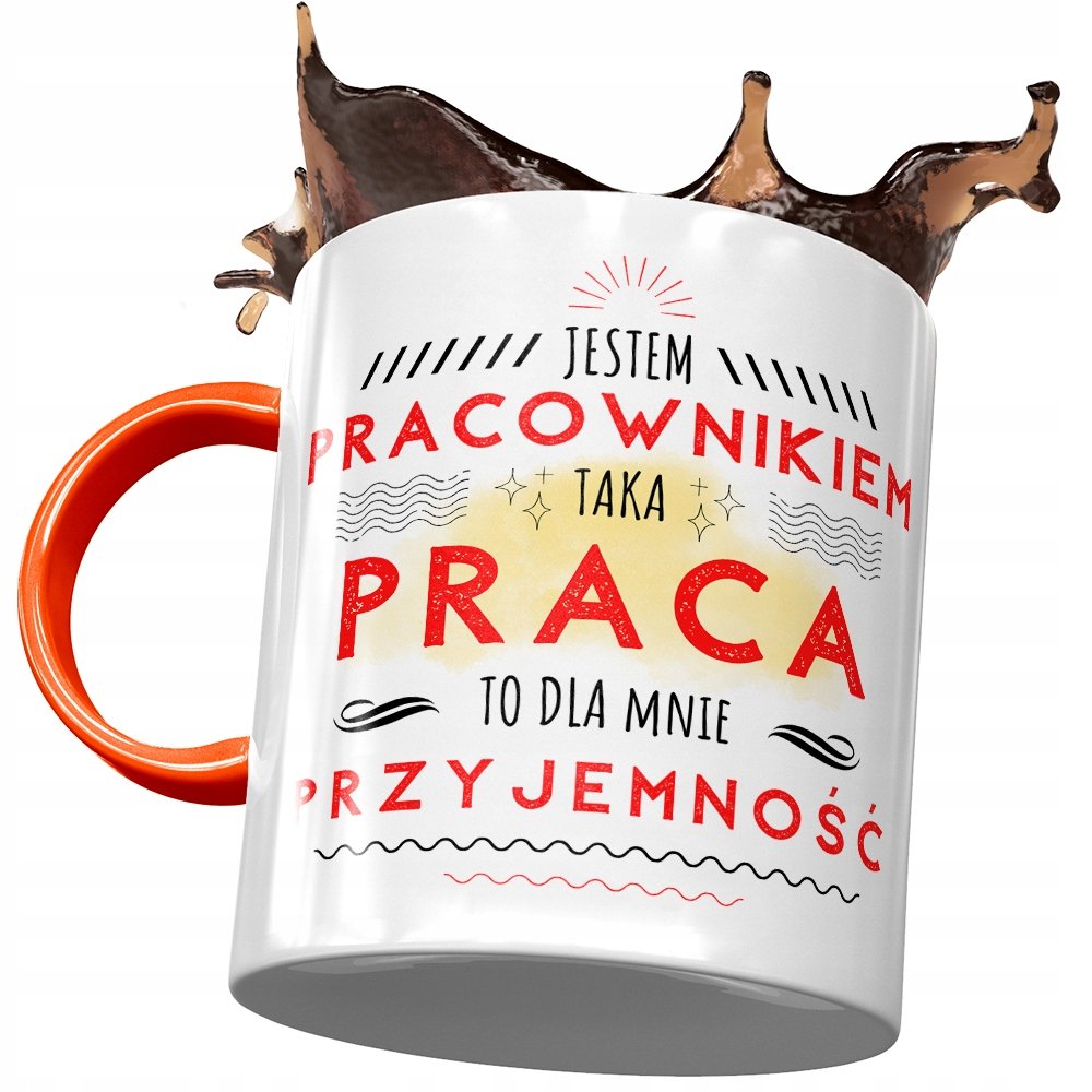 Kubek Pomarańczowy dla Pracownika Prezent z Nadrukiem ze Zdjęciem+ Opakowanie na prezent (wzór 01)