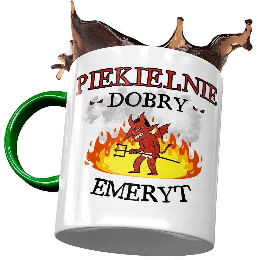 Kubek Zielony Dla Emeryta Piekielnie Dobry Emeryt z Nadrukiem ze Zdjęciem + Opakowanie na prezent (wzór 02)