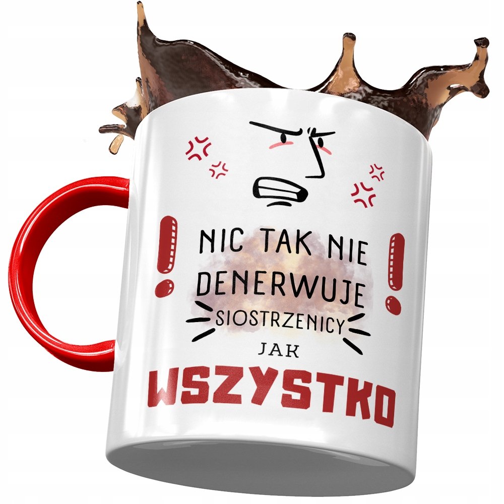 Kubek Czerwony Dla Siostrzenicy Urodziny Prezent z Nadrukiem ze Zdjęciem + Opakowanie na prezent (wzór 04)